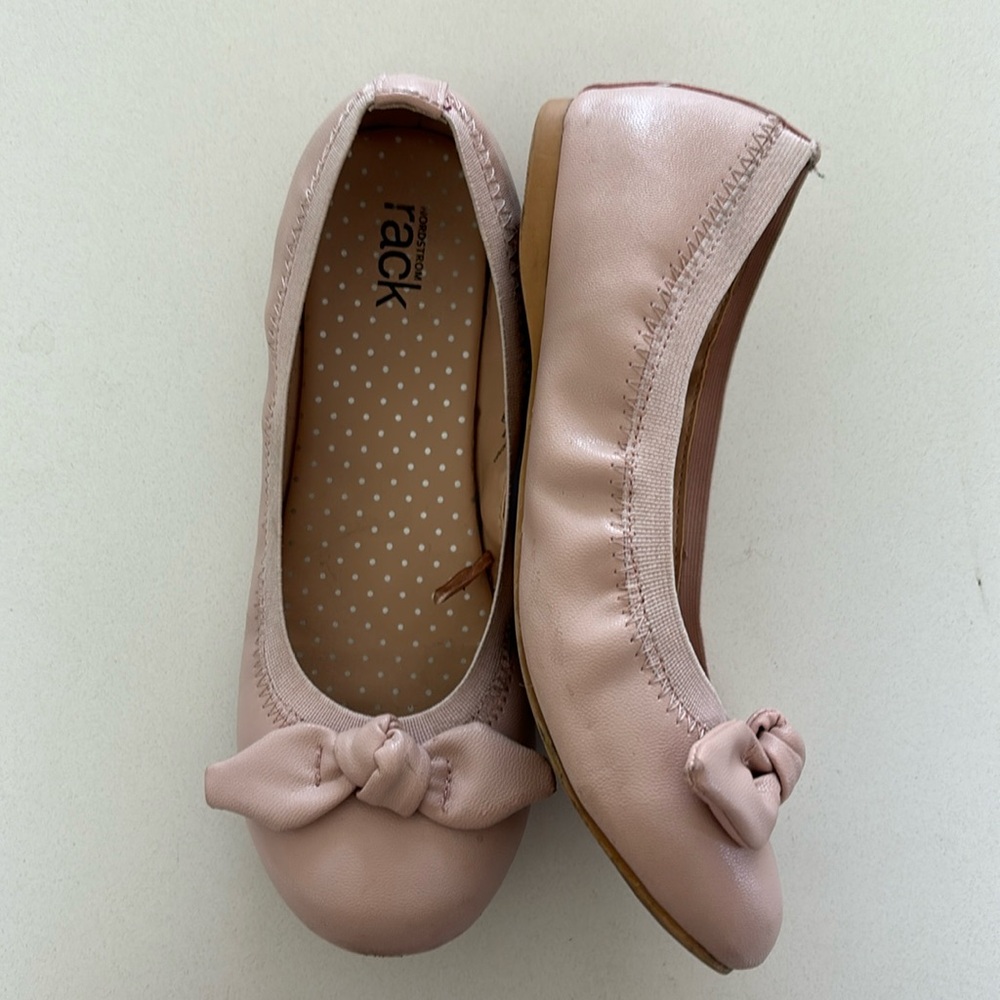 Pale pink leather ballerina style slip on shoe